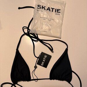 Skatie Black Triangle String Bikini Top